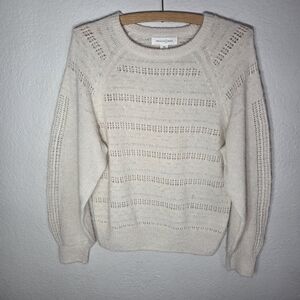 Treasure & Bond Womens XS Knit Sweater  Cream Alpaxa Wool Crew Neck